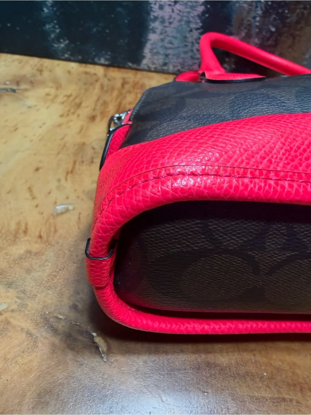 Coach Barbiecore 2014 Mini Cora Domed Satchel Brown Canvas Neon Pink